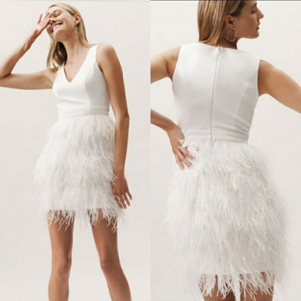 BHLDN Anthem Dress with feathers